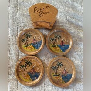 Vintage Drink Coasters From Puerto Rico Set of 4